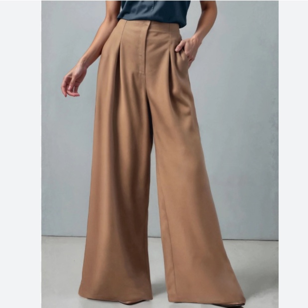 New York & Company Women's Tan Wide-Leg Pants